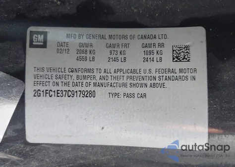 2012 Chevrolet Camaro 2Lt z USA, uszkodzony, nr VIN 2G1FC1E37C9179280